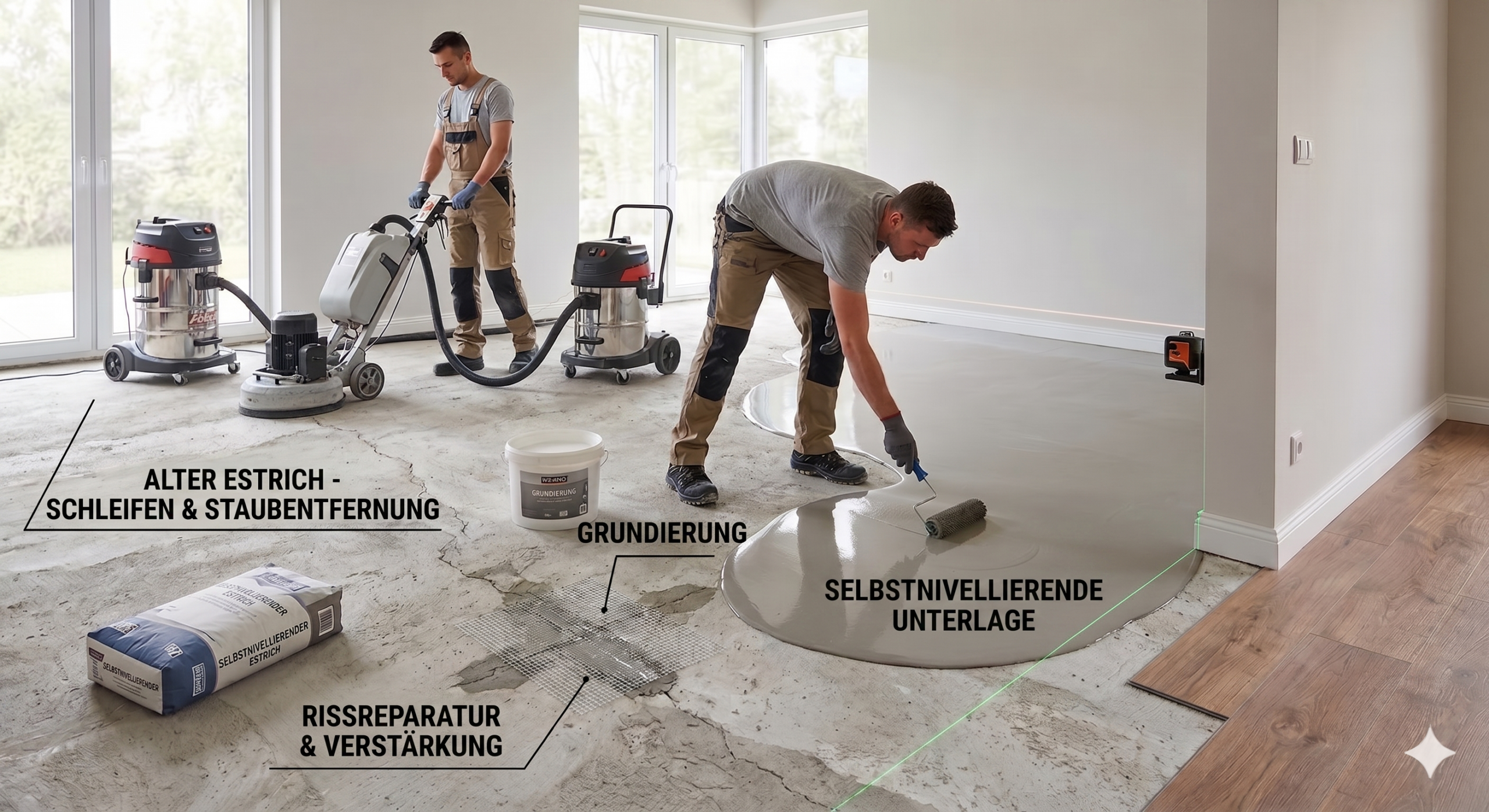 Selbstnivellierende Ausgleichsmassen und Untergrundvorbereitung von VinylFloor
